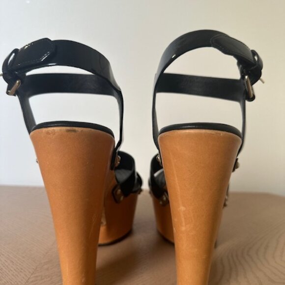 Givenchy Wooden, Platform Heel, Black, Patent Leather with Studs, Size 37 - Picture 6 of 7